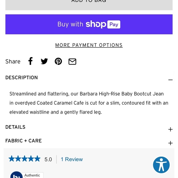 Hudson Barbara High Rise Baby Bootcut Coated Jeans Size 33/16 Caramel Cafe - Picture 13 of 15